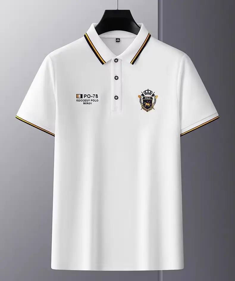 High end brand ice silk short sleeve POLO shirt men's summer new fashionable embroidered lapel T-shirt casual breathable top