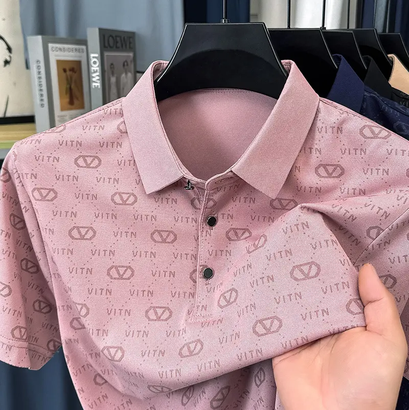 Luxury fashion brand trend printed short sleeve polo shirt men's summer new personality comfort breathable casual lapel T-shirt
