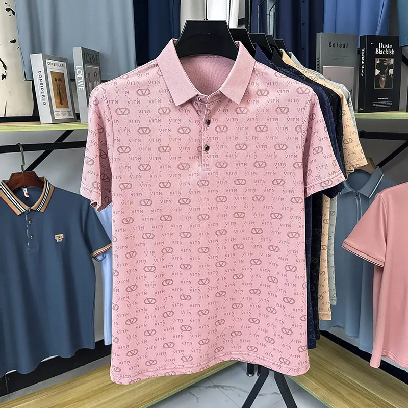 Luxury fashion brand trend printed short sleeve polo shirt men's summer new personality comfort breathable casual lapel T-shirt