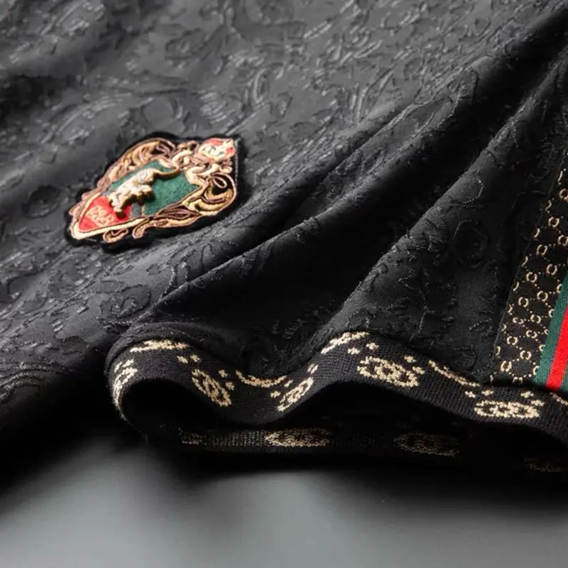 Brand Tiger Head Logo Embroidered Short Sleeve T-shirt Men's Summer Fashion Personality Leisure Luxury Ice Silk Breathable Top