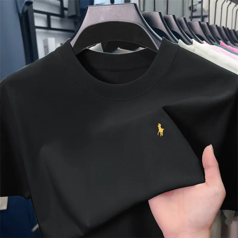 100% cotton high-quality men's short sleeve T-shirt fashion brand Paul Pony embroidery summer comfortable casual round neck top