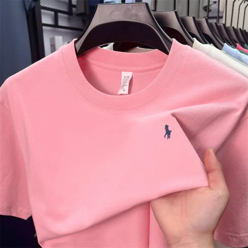100% cotton high-quality men's short sleeve T-shirt fashion brand Paul Pony embroidery summer comfortable casual round neck top