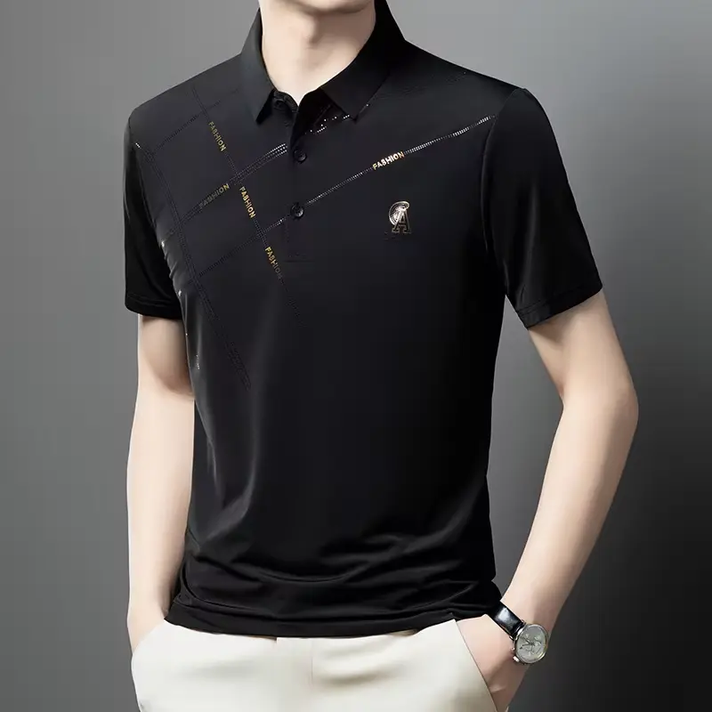 Luxury High Quality Ice Silk ventilate Short Sleeve polo shirt Men's Top Summer Brand Embroidery Casual Business Paul T-shirt
