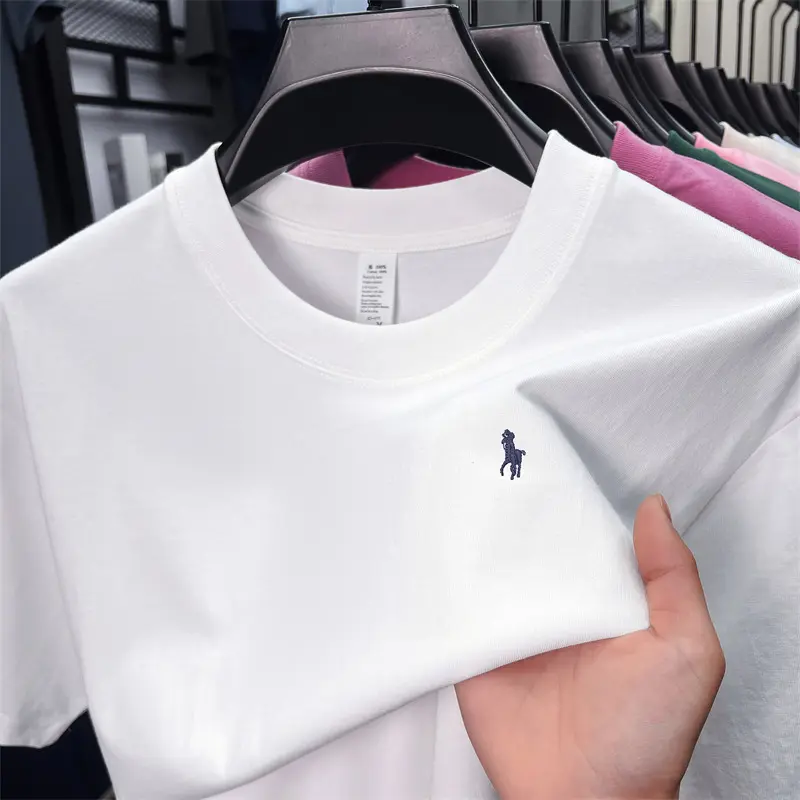 100% cotton high-quality men's short sleeve T-shirt fashion brand Paul Pony embroidery summer comfortable casual round neck top