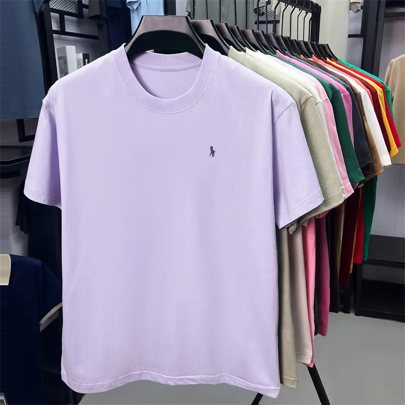 100% cotton high-quality men's short sleeve T-shirt fashion brand Paul Pony embroidery summer comfortable casual round neck top