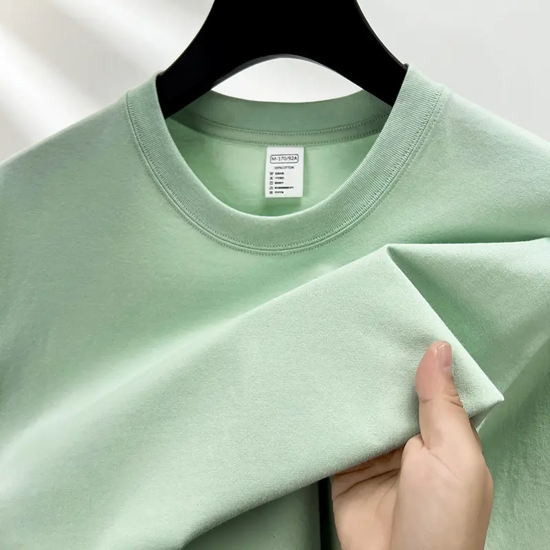 High quality 100% cotton short sleeve men's T-shirt summer round neck loose casual solid color plus size breathable top women