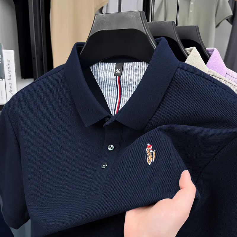 Designer brand 100%cotton short sleeve polo shirt new men's high-end temperament fashion pony embroidery breathable Paul T-shirt