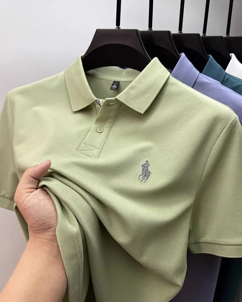 Trend brand high-end men short sleeve polo shirt fashion embroidery summer comfort breathable business casual new lapel T-shirt