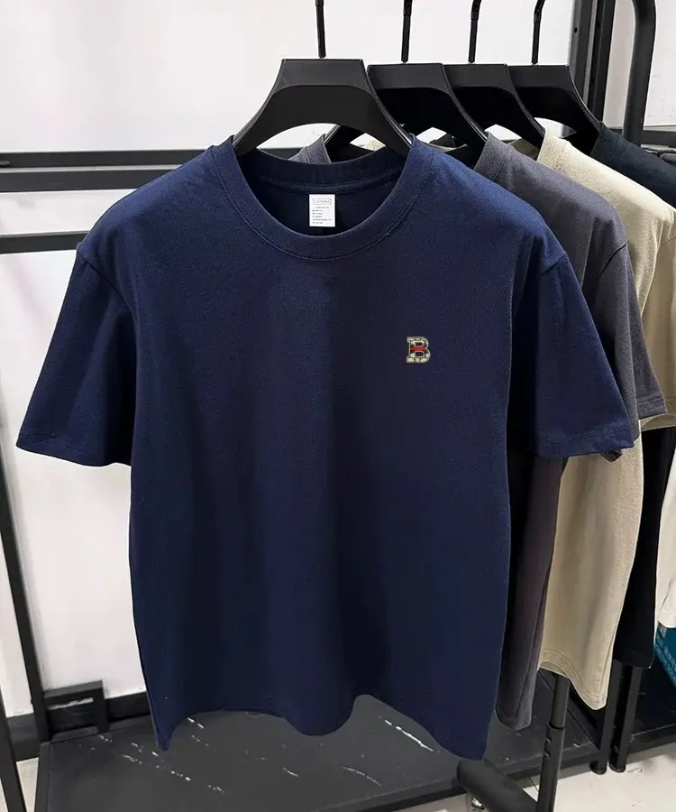 High quality 100% cotton T-shirt designer brand letter embroidery fashion summer breathable round neck men's short sleeve top