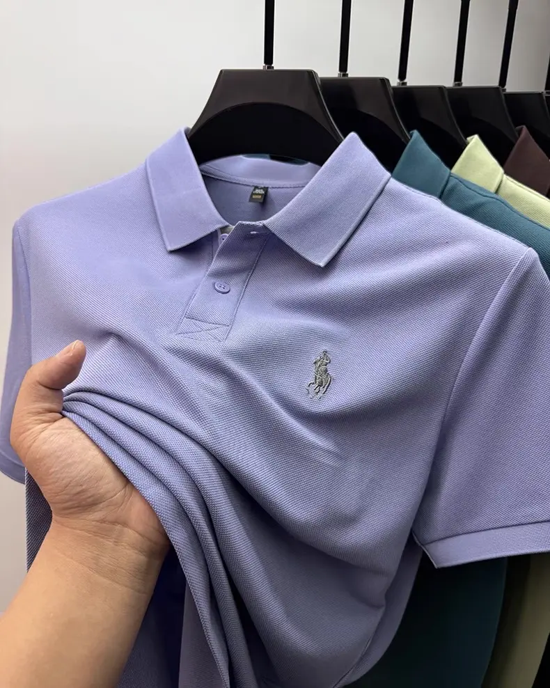 Trend brand high-end men short sleeve polo shirt fashion embroidery summer comfort breathable business casual new lapel T-shirt