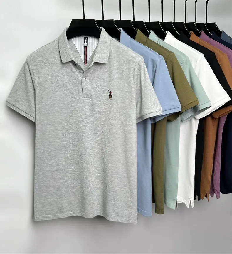 Designer brand 100%cotton short sleeve polo shirt new men's high-end temperament fashion pony embroidery breathable Paul T-shirt