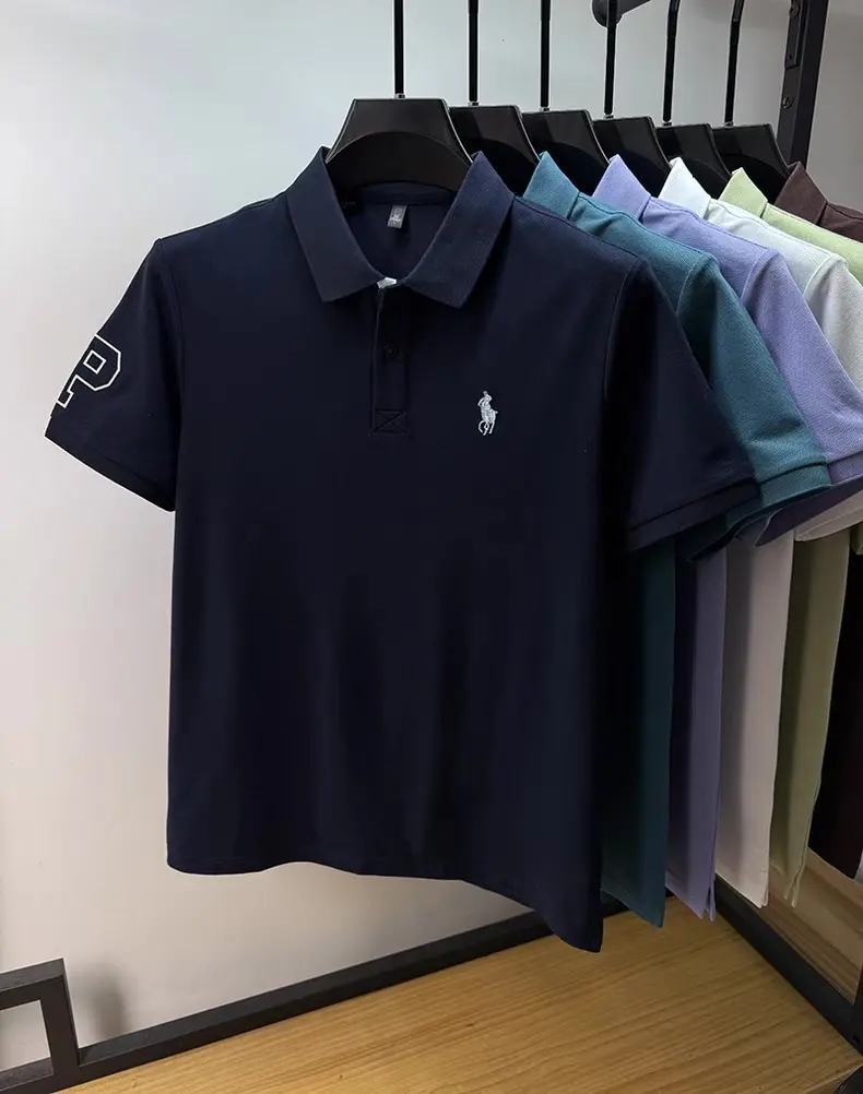 Trend brand high-end men short sleeve polo shirt fashion embroidery summer comfort breathable business casual new lapel T-shirt