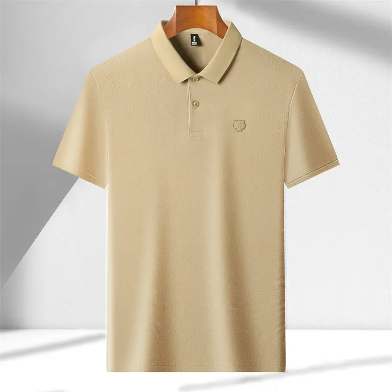 High end 100% pure cotton polo shirt men's summer new fashion brand tiger head embroidered short sleeve T-shirt casual golf top