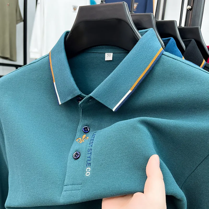 High end brand 100% cotton polo shirt men's high-quality fashion embroidery long sleeved t-shirt men's new style top in spring