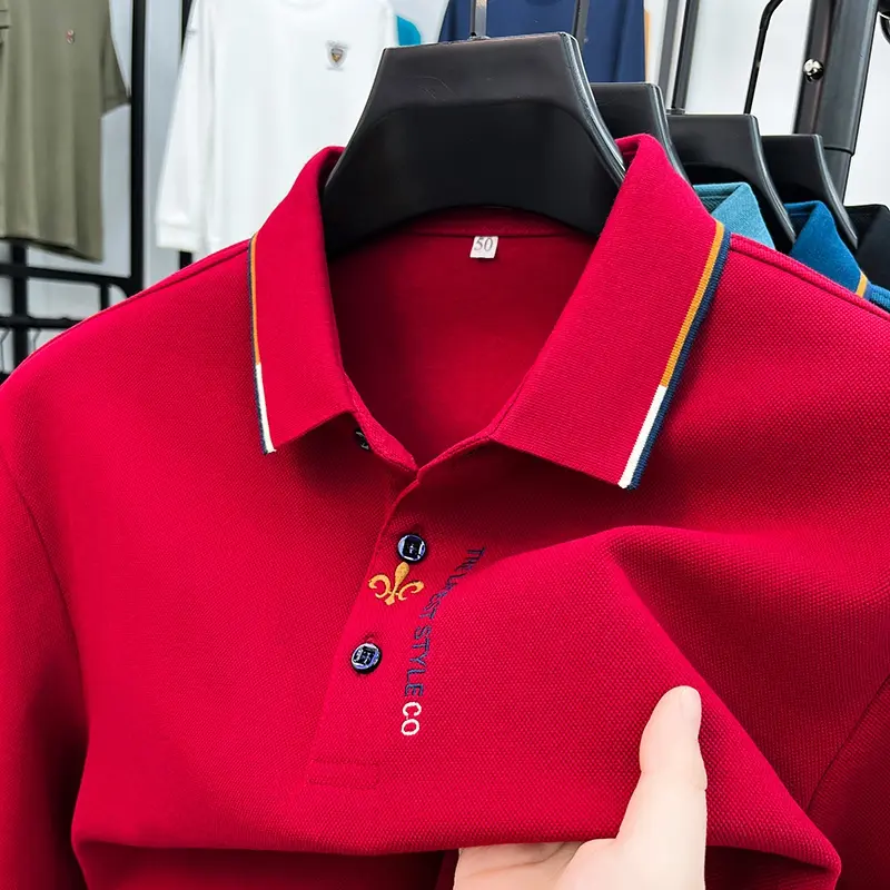 High end brand 100% cotton polo shirt men's high-quality fashion embroidery long sleeved t-shirt men's new style top in spring