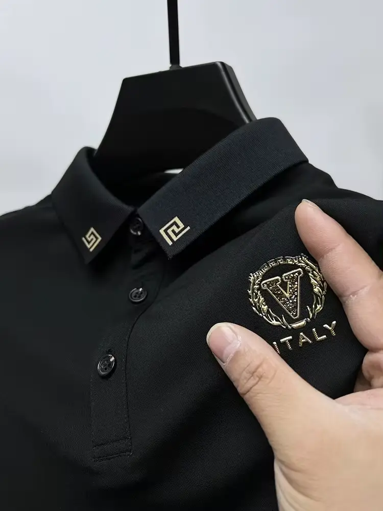 High end luxury brand fashion printed short sleeve POLO shirt men 2025 summer new business casual T-shirt breathable T-shirt