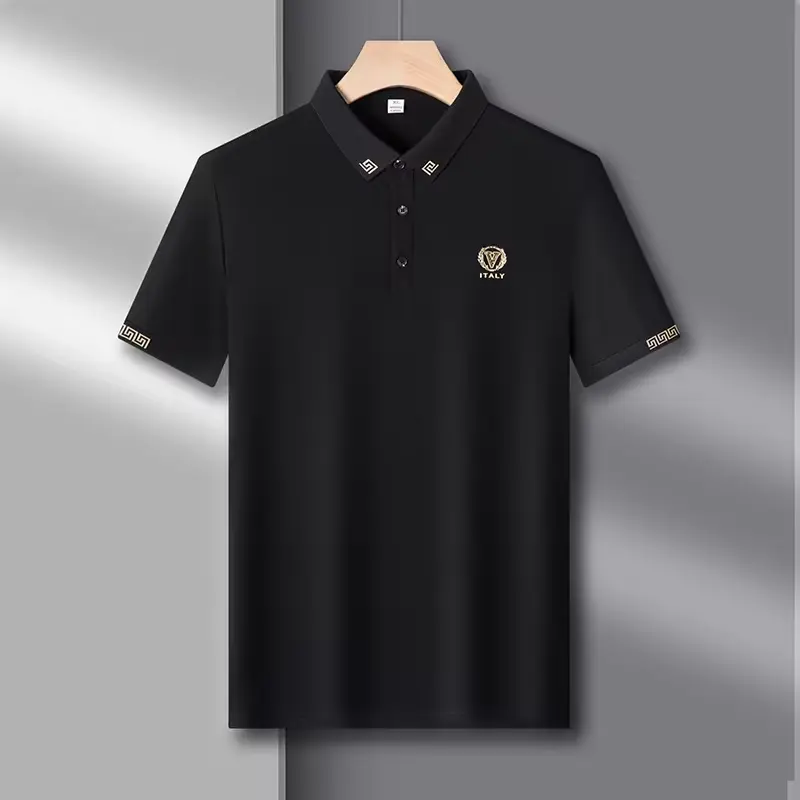 High end luxury brand fashion printed short sleeve POLO shirt men 2025 summer new business casual T-shirt breathable T-shirt