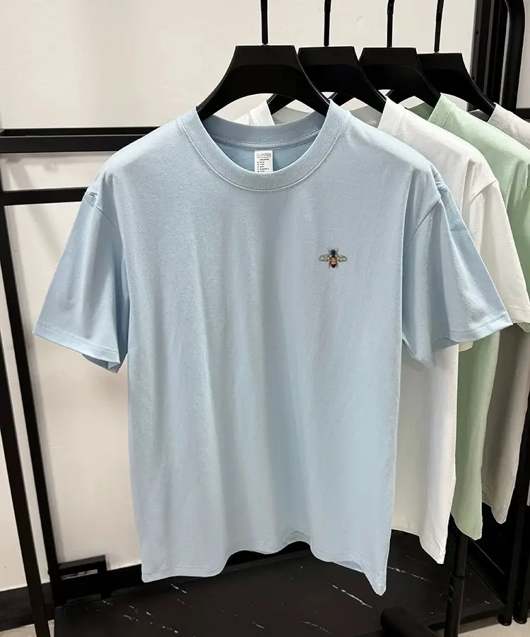 100%cotton high-quality breathable short sleeve T-shirt men's summer designer brand trendy bee embroidery casual round neck top