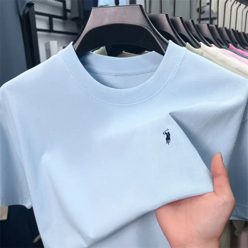 100% cotton high-end short sleeve T-shirt summer designer brand pony embroidery round neck top fashion casual golf men's wear