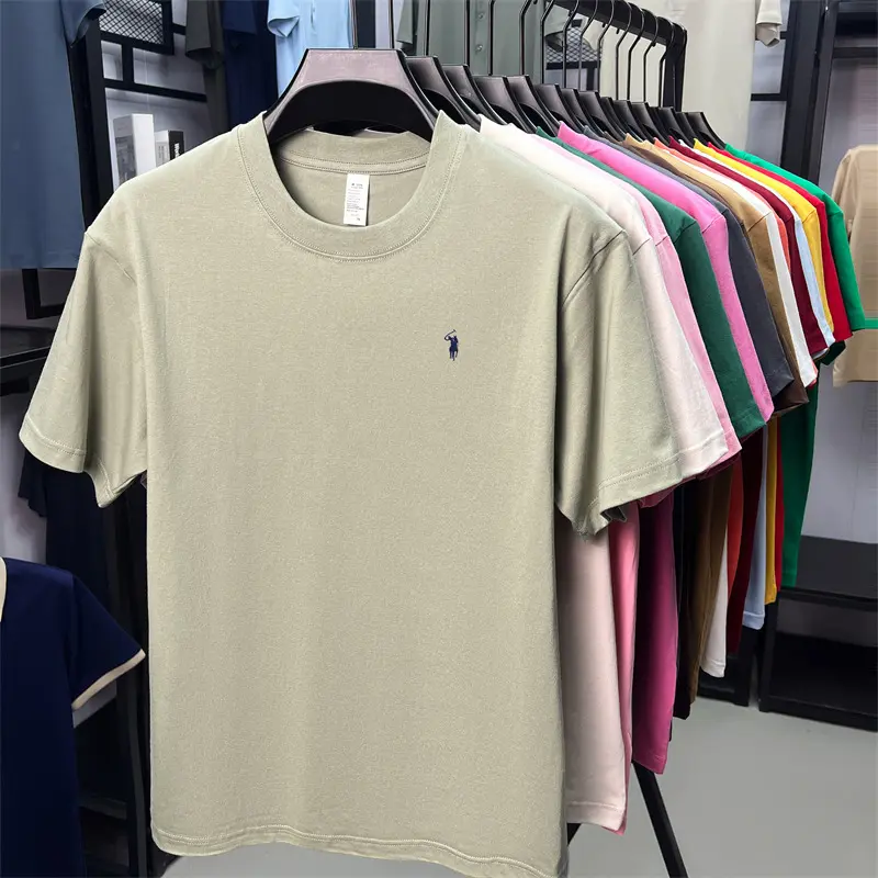 100% cotton high-end short sleeve T-shirt summer designer brand pony embroidery round neck top fashion casual golf men's wear