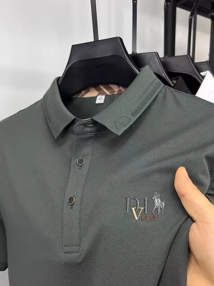 Brand embroidered men's short sleeved POLO shirt summer fashion casual Paul shirt high-end breathable cotton business T-shirt