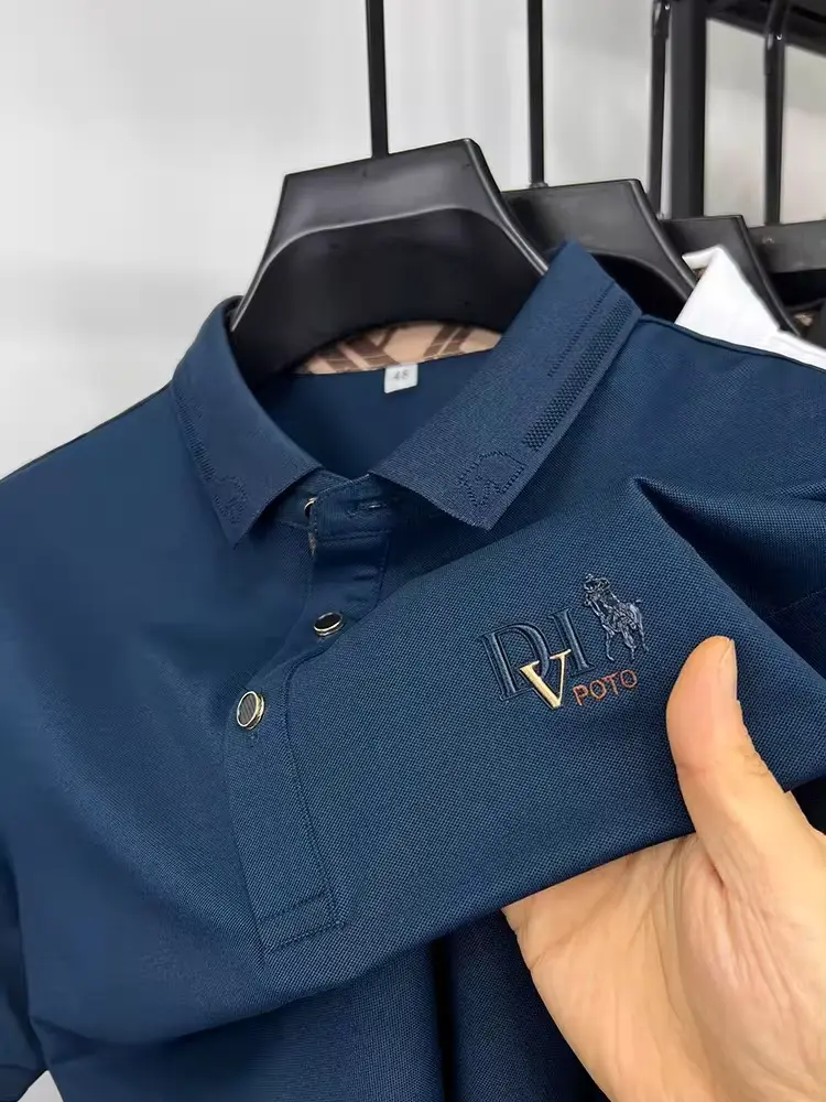 Brand embroidered men's short sleeved POLO shirt summer fashion casual Paul shirt high-end breathable cotton business T-shirt