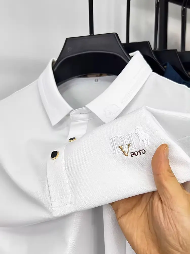 Brand embroidered men's short sleeved POLO shirt summer fashion casual Paul shirt high-end breathable cotton business T-shirt