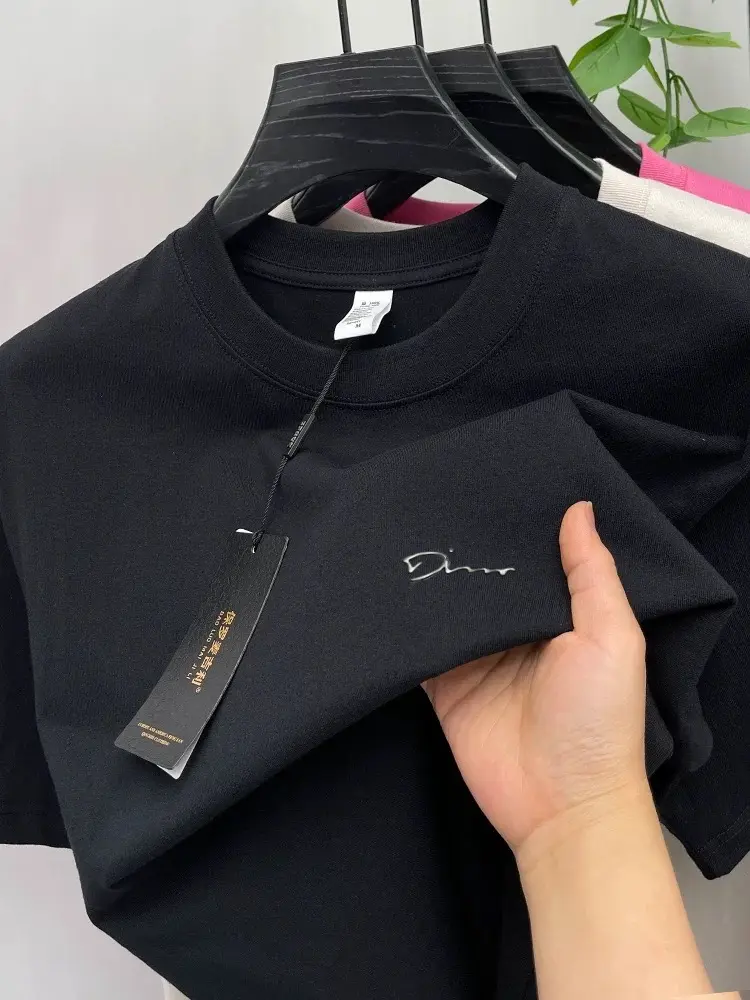 100% pure cotton high-quality short sleeve T-shirt men's fashion brand unique print summer new comfortable casual round neck top