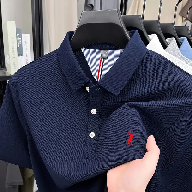 Luxury brand short sleeve men polo shirt summer ice silk breathable high-end pony embroidery design casual business Paul T-shirt