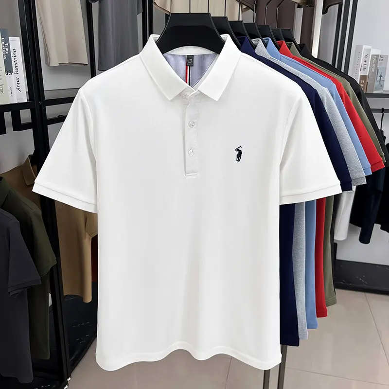 Luxury brand short sleeve men polo shirt summer ice silk breathable high-end pony embroidery design casual business Paul T-shirt
