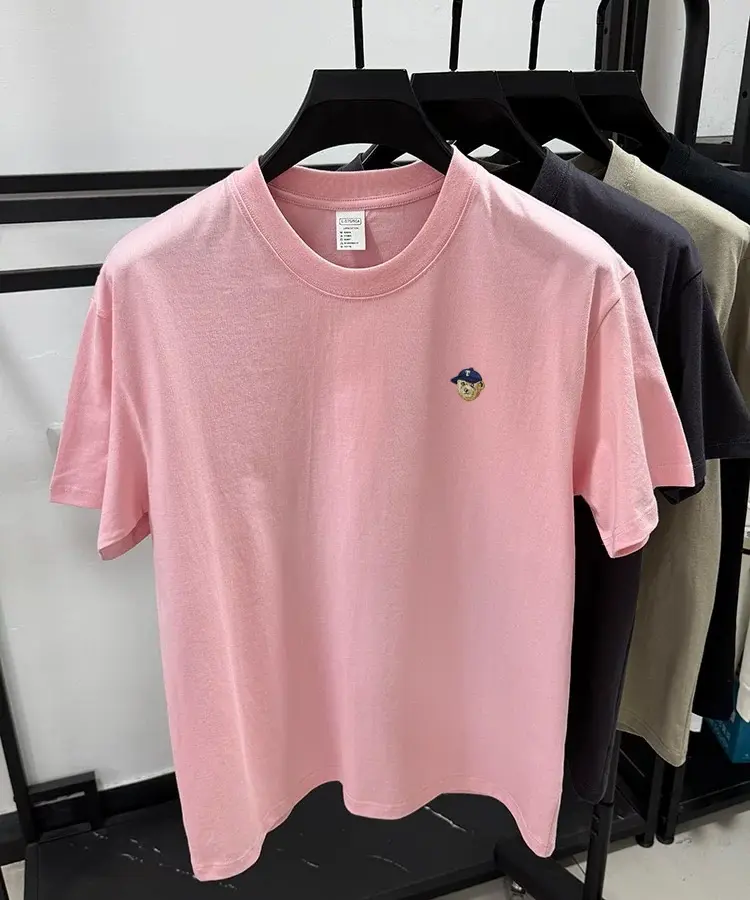 100% cotton short sleeve T-shirt luxury brand teddy bear print men lightweight comfortable summer fashion casual round neck top