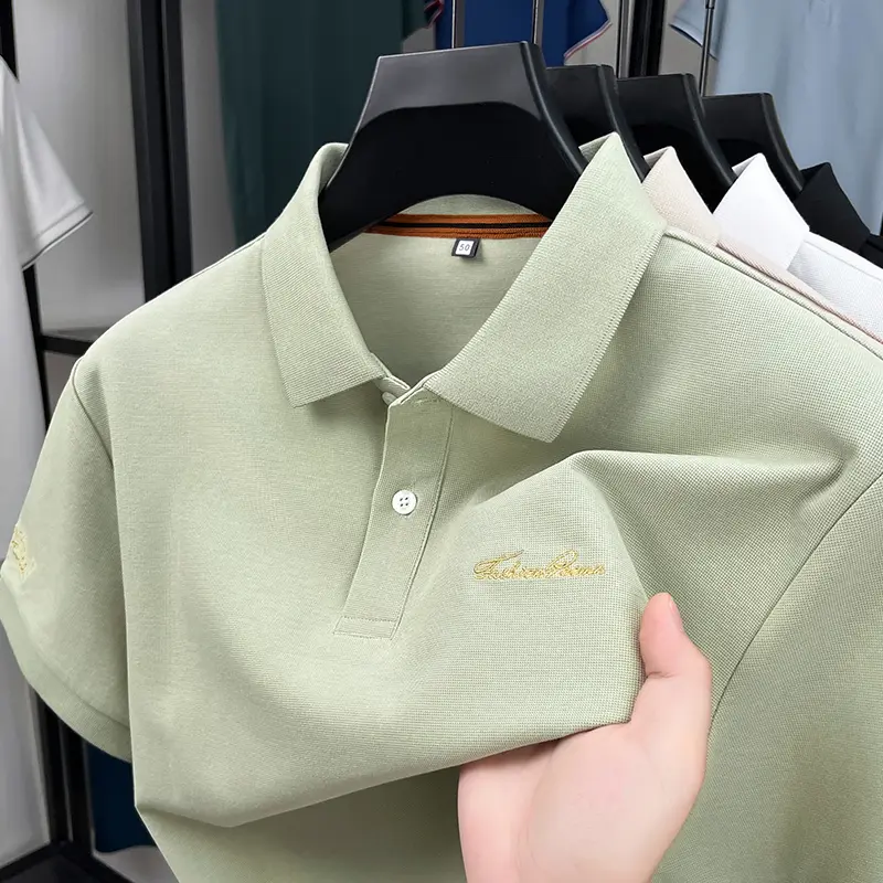 Luxury trendy short sleeve polo shirt men's summer new business leisure fashion brand exquisite letter embroidery lapel T-shirt
