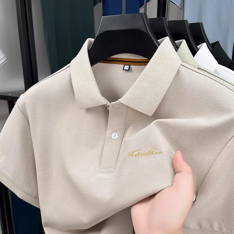 Luxury trendy short sleeve polo shirt men's summer new business leisure fashion brand exquisite letter embroidery lapel T-shirt