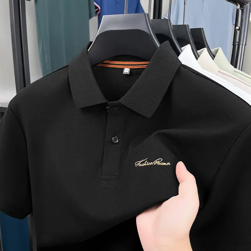 Luxury trendy short sleeve polo shirt men's summer new business leisure fashion brand exquisite letter embroidery lapel T-shirt