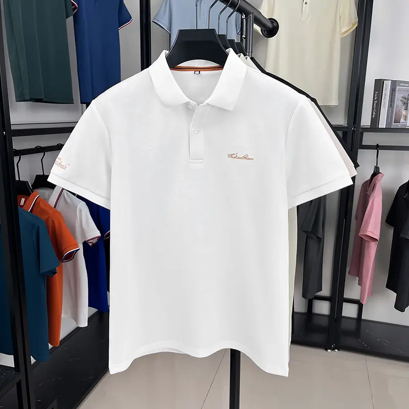 Luxury trendy short sleeve polo shirt men's summer new business leisure fashion brand exquisite letter embroidery lapel T-shirt