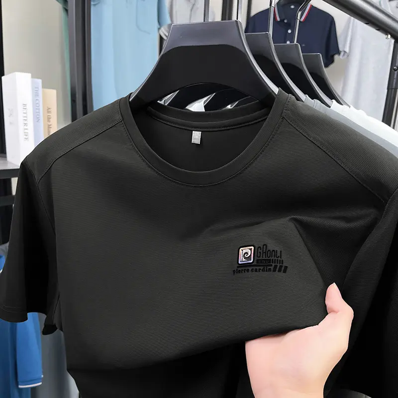 High quality fashion brand short sleeve T-shirt men's summer designer new letter decal ice silk breathable casual round neck top