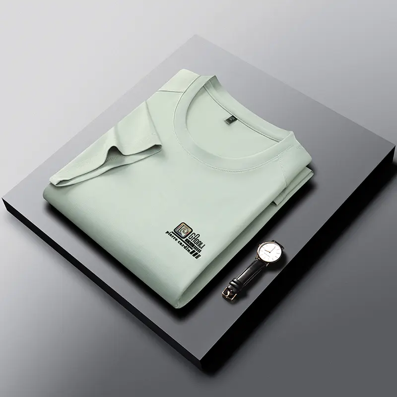 High quality fashion brand short sleeve T-shirt men's summer designer new letter decal ice silk breathable casual round neck top
