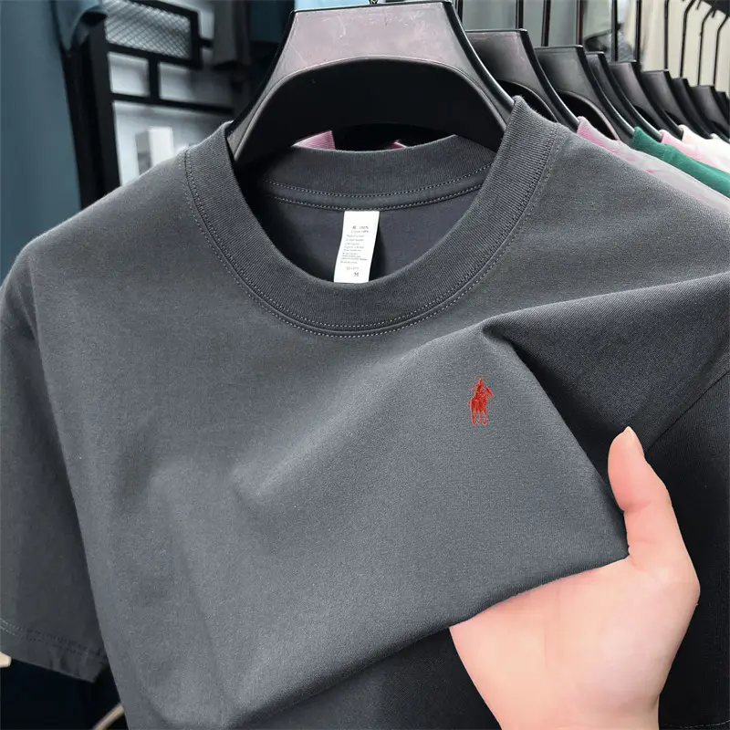 Luxury 100% cotton men's short sleeve T-shirt high-end brand exquisite pony embroidery golf summer fashion casual round neck top