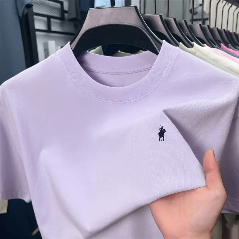 Luxury 100% cotton men's short sleeve T-shirt high-end brand exquisite pony embroidery golf summer fashion casual round neck top