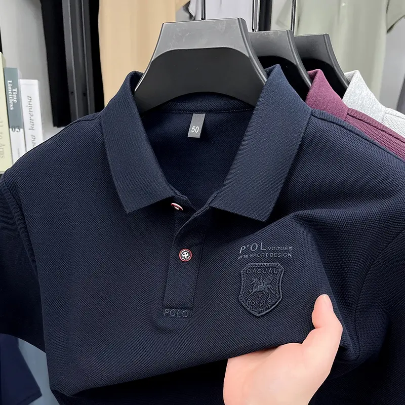 100% cotton high-end brand short sleeve polo shirt men's fashion luxury badge embroidery solid color comfort T-shirt summer top