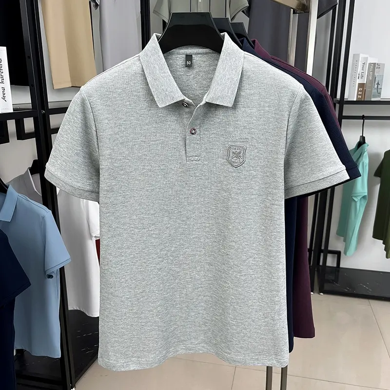100% cotton high-end brand short sleeve polo shirt men's fashion luxury badge embroidery solid color comfort T-shirt summer top