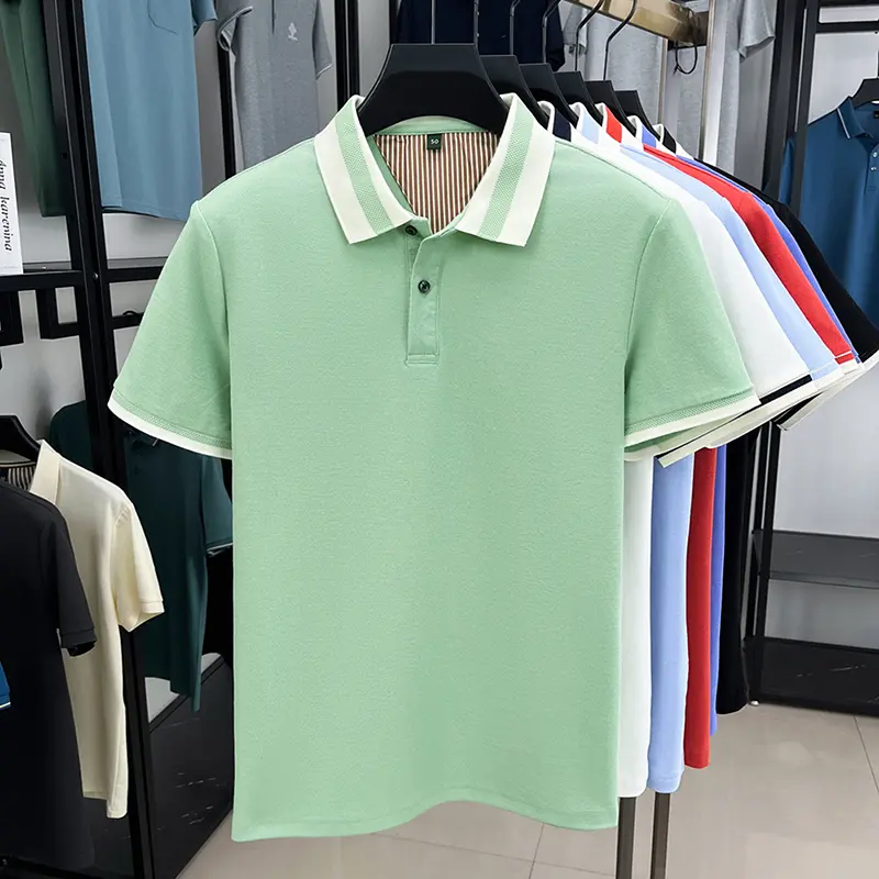 High-end men's short sleeve polo shirt fashion brand solid color simple summer new comfortable lightweight casual lapel T-shirt
