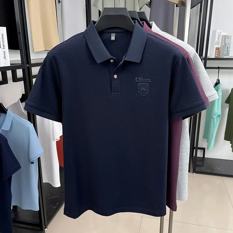 100% cotton high-end brand short sleeve polo shirt men's fashion luxury badge embroidery solid color comfort T-shirt summer top