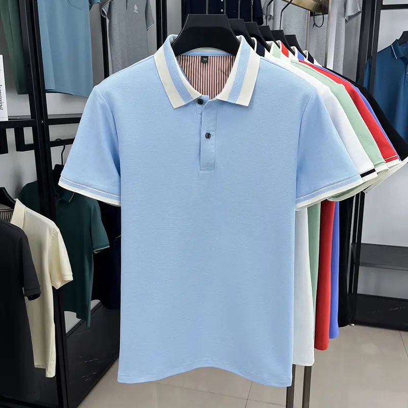High-end men's short sleeve polo shirt fashion brand solid color simple summer new comfortable lightweight casual lapel T-shirt