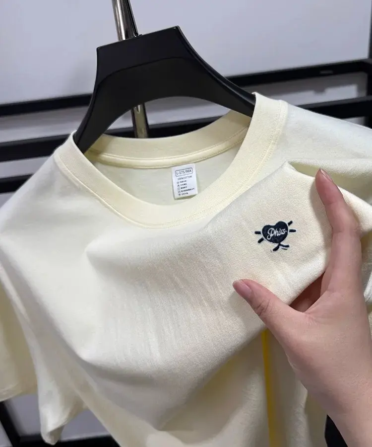 100% cotton high-quality short sleeve T-shirt men's fashion casual brand love embroidery summer new breathable round neck top