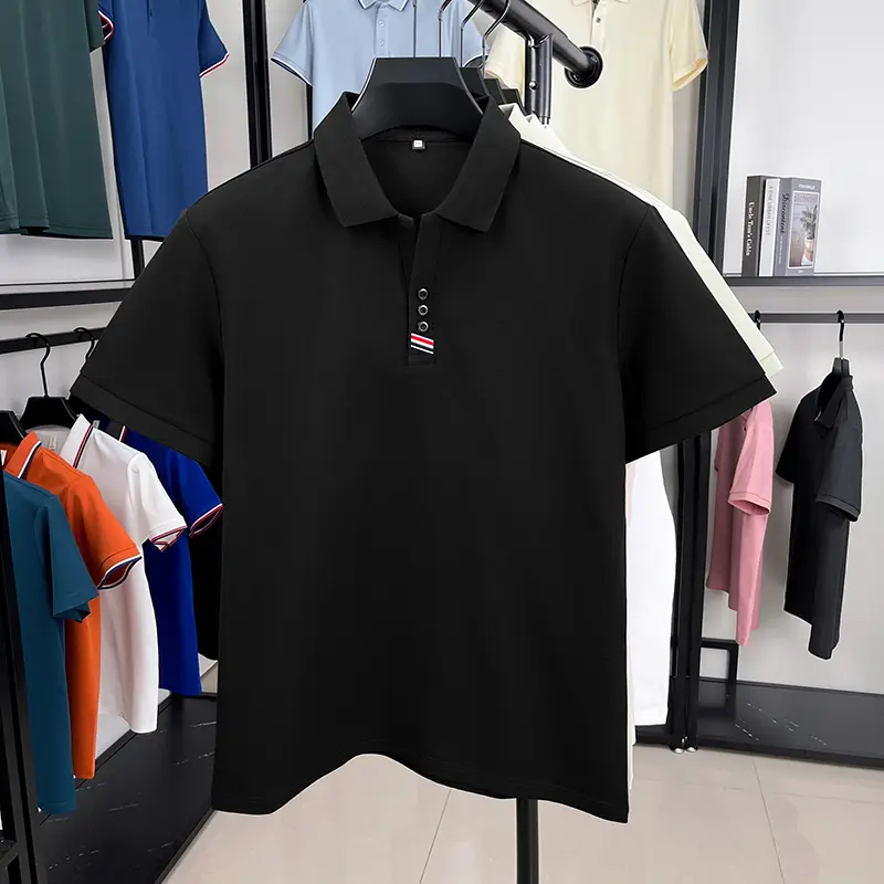 High end brand men short sleeve polo shirt summer simple solid color fashionable comfortable new casual breathable lapel T-shirt