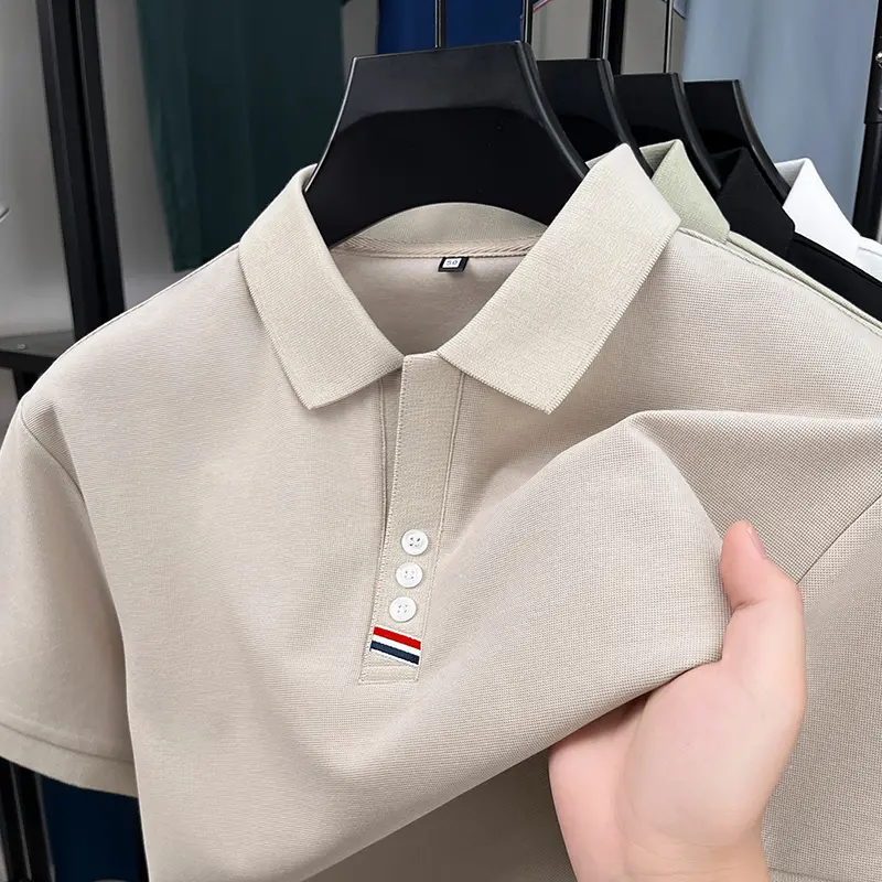 High end brand men short sleeve polo shirt summer simple solid color fashionable comfortable new casual breathable lapel T-shirt