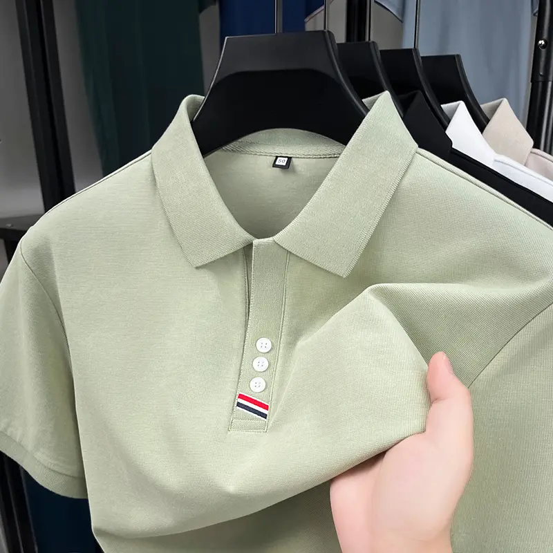 High end brand men short sleeve polo shirt summer simple solid color fashionable comfortable new casual breathable lapel T-shirt