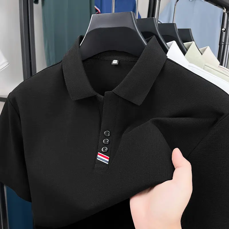 High end brand men short sleeve polo shirt summer simple solid color fashionable comfortable new casual breathable lapel T-shirt