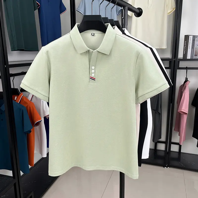 High end brand men short sleeve polo shirt summer simple solid color fashionable comfortable new casual breathable lapel T-shirt